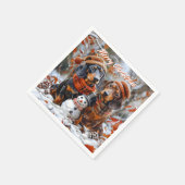 Dachshunds with Snowman Christmas スタンダードカクテルナプキン (角)