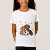 Dachshunds with soccer ball for Valentine's Day Tシャツ (正面)