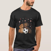 Dachshunds with soccer ball for Valentine's Day Tシャツ (正面)