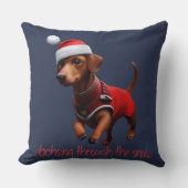 Dachsing Through The Snow Dachshund Sausage Dog  クッション (正面)