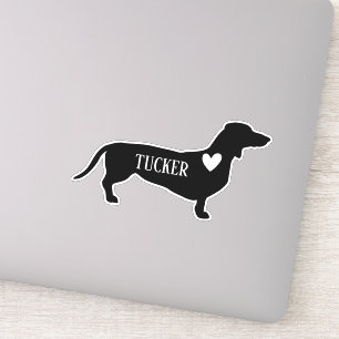 Dachsundの品種シルエットの名前をカスタムする シール