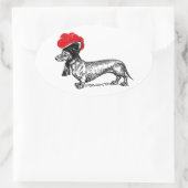 Dackel mit Bollenhut 楕円形シール (バッグ)