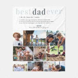Dadの定義 | 8枚の写真をカスタマイズ フリースブランケット