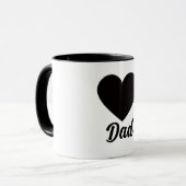 Dad - クラシックブラックハートのタイポグラフィ マグカップ (正面左)