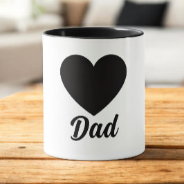 Dad - クラシックブラックハートのタイポグラフィ マグカップ