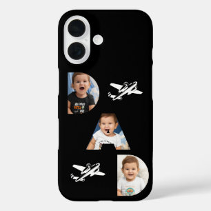 DAD タイポグラフィー 写真ギフト ブラック モダン iPhone 16ケース