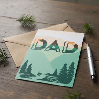 「DAD」マウンテン ランドスケープ グリーティング カード