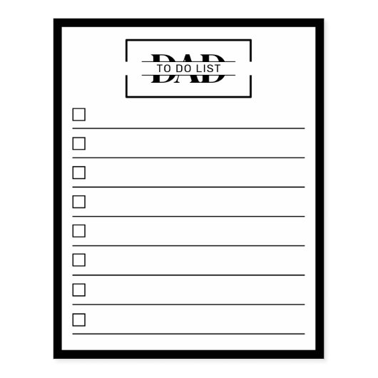 Dad モダン モノグラム 4" x 5" To Do リスト ラバースタンプ (インプリント)