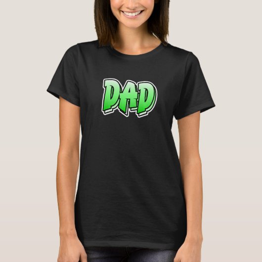 「Dad 3」と書かれたメンズ向けダッドのグラフィティスタイルデザイン Tシャツ (正面)