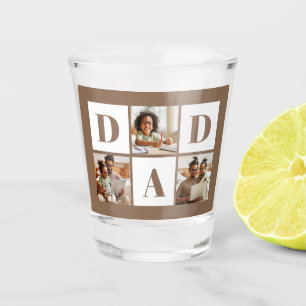 Dad 3 フォト コラージュ 太いブラウン タイポグラフィー ショットグラス