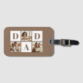 Dad 3 フォト コラージュ 太字ブラウン タイポグラフィ ラゲッジタグ (正面横)