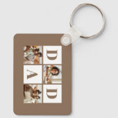 Dad 3 Photo Collage Bold Brown Typography キーホルダー (裏面)