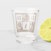 Dad 3 Photo Collage Bold Brown Typography ショットグラス (裏面)