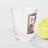 Dad 3 Photo Collage Bold Brown Typography ショットグラス (左)