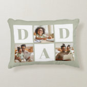 Dad 3 Photo Collage Sage Green アクセントクッション (正面)