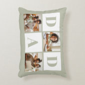 Dad 3 Photo Collage Sage Green アクセントクッション (正面(垂直))