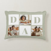Dad 3 Photo Collage Sage Green アクセントクッション (裏面)