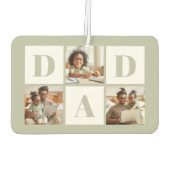 Dad 3 Photo Collage Sage Green カーエアーフレッシュナー (裏面)