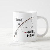 Dad A Reel Hero Fishing, Funny Father’s Day Gift ジャンボコーヒーマグカップ (右)