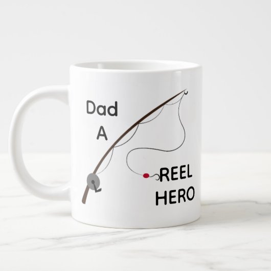 Dad A Reel Hero Fishing, Funny Father’s Day Gift ジャンボコーヒーマグカップ (左)