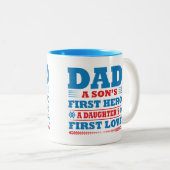 Dad A Sons First Hero A Daughters First Love Coffe ツートーンマグカップ (正面右)