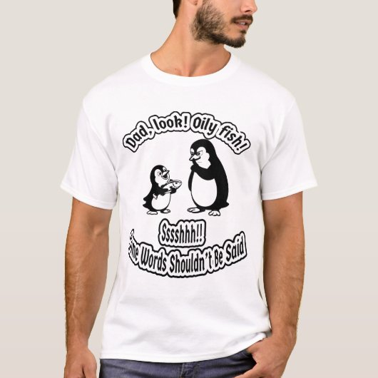 Dad and Baby Penguin Funny Oil Joke Cute Animal Tシャツ (正面)