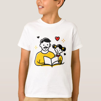 Dad and Daughter Reading Heart Father's Day Tee Tシャツ