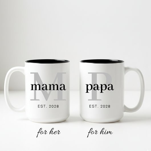 Dad and Mom Mug Set Personalized Gift for Parents ツートーンマグカップ