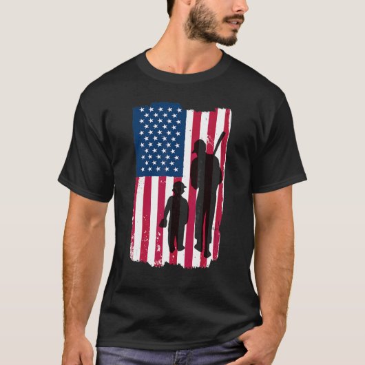 Dad And Son Batter & Pitcher Baseball Player Ameri Tシャツ (正面)