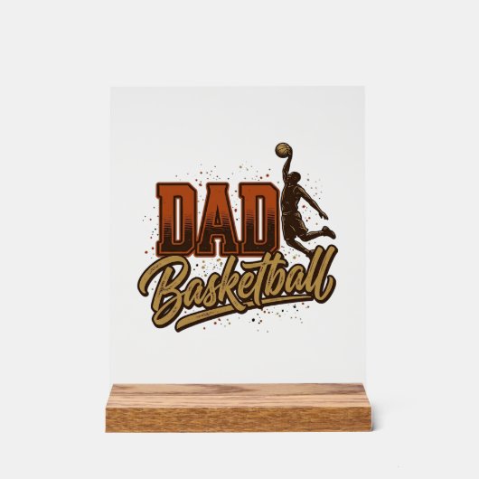 Dad Basketball Vintage Engraving Shirt Design_1 アクリルサイン (正面)