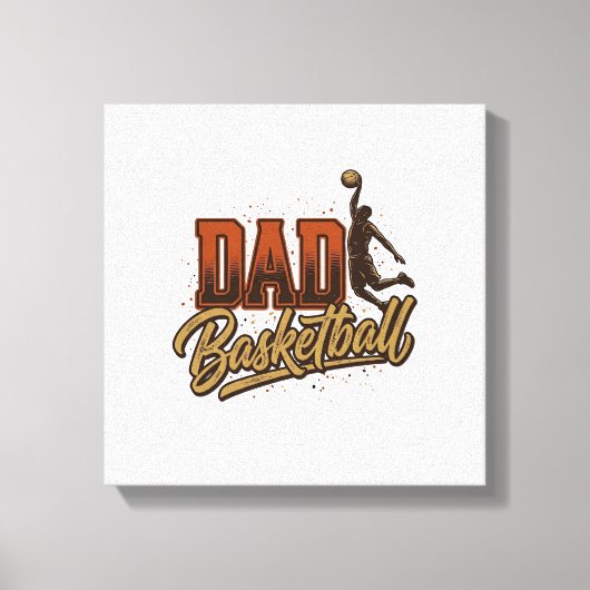 Dad Basketball Vintage Engraving Shirt Design_1 キャンバスプリント (正面)