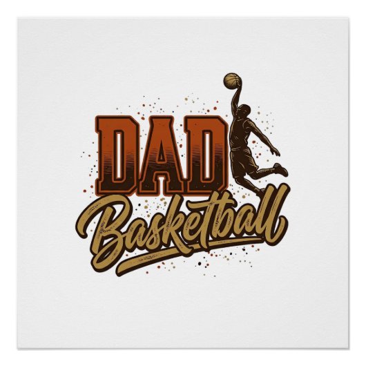 Dad Basketball Vintage Engraving Shirt Design_1 ポスター (正面)