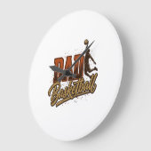 Dad Basketball Vintage Engraving Shirt Design_1 ラージ壁時計 (傾斜)