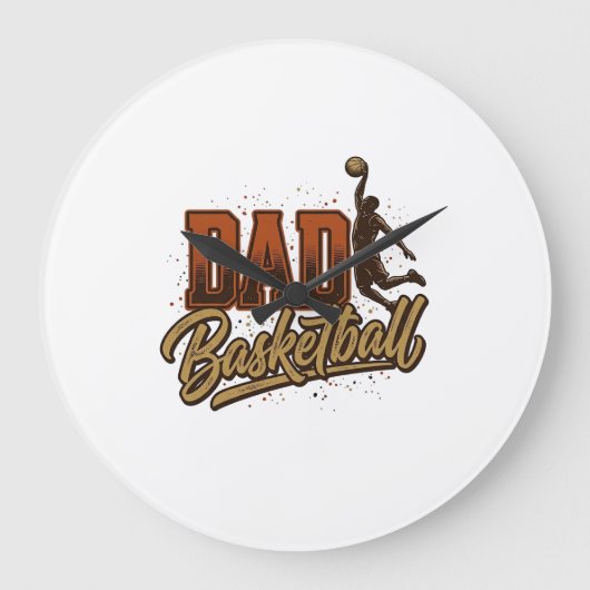 Dad Basketball Vintage Engraving Shirt Design_1 ラージ壁時計 (正面)