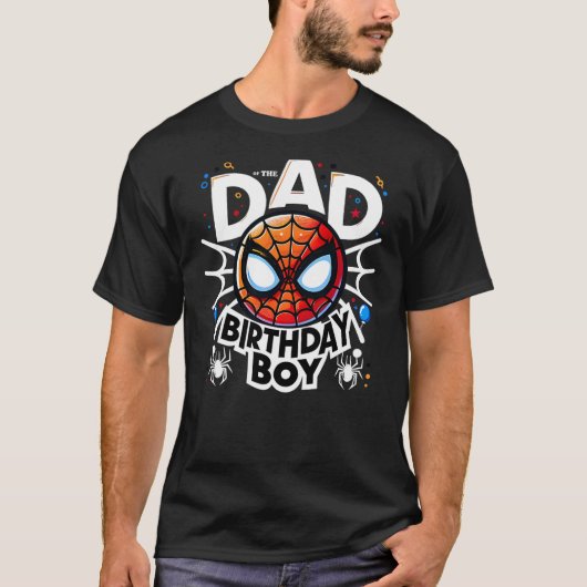Dad Birthday Boy Spider Family Matching Tシャツ (正面)