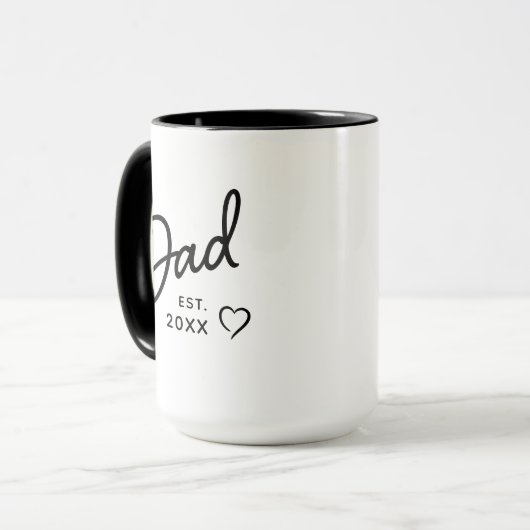Dad Black and White Minimalist Est Year マグカップ (正面左)