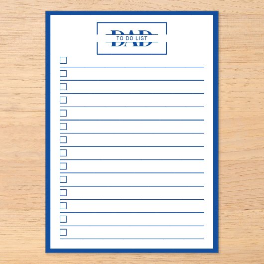 Dad Blue モノグラム 5" x 7" To Do リスト 再生可能ホワイトボード アクリル招待状 (正面)