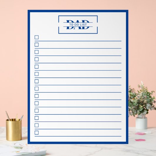 Dad Blue Monogram 18" x 24" To Do List Dry Erase アクリルサイン (ウェディング)