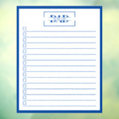 Dad Blue Monogram 20" x25" To Do List Dry Erase ウィンドウサイン (シート3)