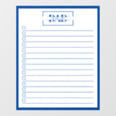 Dad Blue Monogram 20" x25" To Do List Dry Erase ウィンドウサイン (シート)