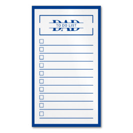 Dad Blue Monogram 2" x 3.5" To Do List Dry Erase マグネット名刺