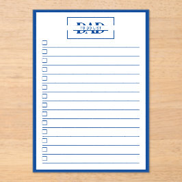 Dad Blue Monogram 5" x 7" To Do List Dry Erase アクリル招待状