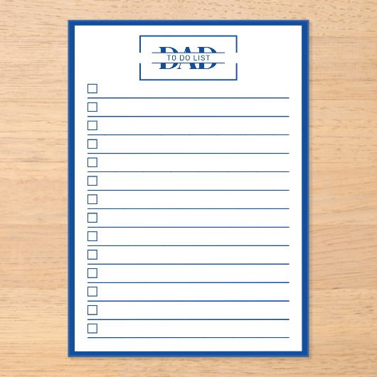 Dad Blue Monogram 5" x 7" To Do List Dry Erase アクリル招待状 (正面)