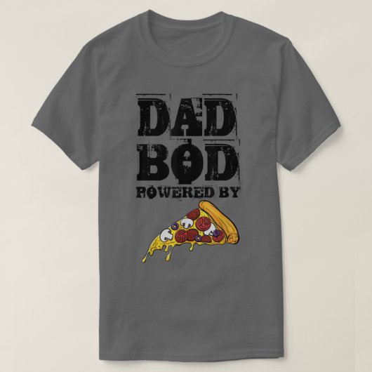 Dad Bod Powered By Pizza Graphic Funny Dad Gifts T Tシャツ (デザイン正面)