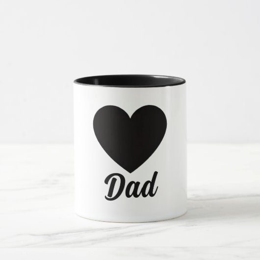 Dad - Classic Black Heart Typography マグカップ (中央)