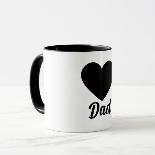 Dad - Classic Black Heart Typography マグカップ (正面左)
