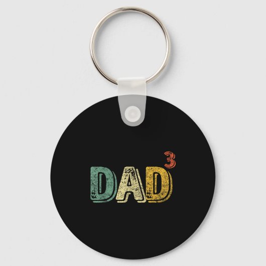 Dad Cubed Shirt Dad Of Three Mens Quote Funny Chri キーホルダー (正面)