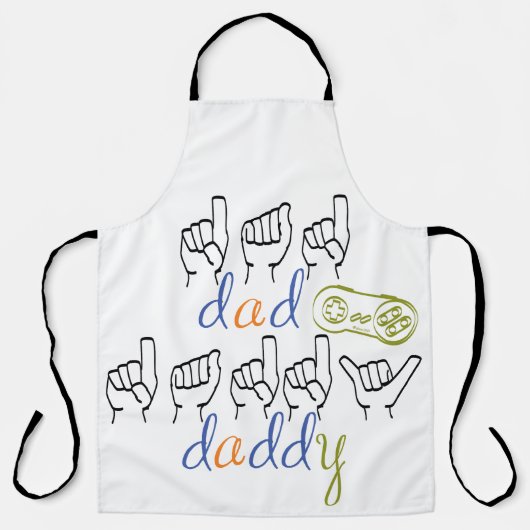 dad, daddy in sign language エプロン (正面)
