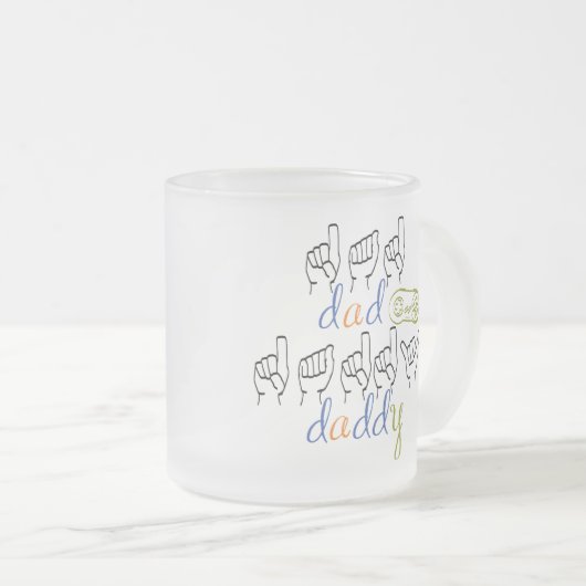 dad, daddy in sign language フロストグラスマグカップ (正面右)