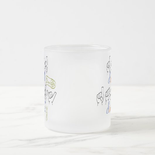 dad, daddy in sign language フロストグラスマグカップ (中央)